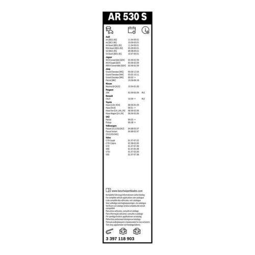 Wischblatt BOSCH 3 397 118 903 Aerotwin Retrofit für PORSCHE VW, vorne