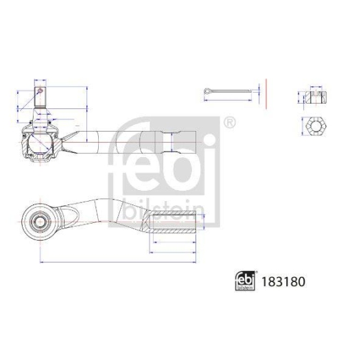 FEBI BILSTEIN Spurstangenkopf 183180 f&uuml;r TOYOTA LEXUS, Vorderachse rechts