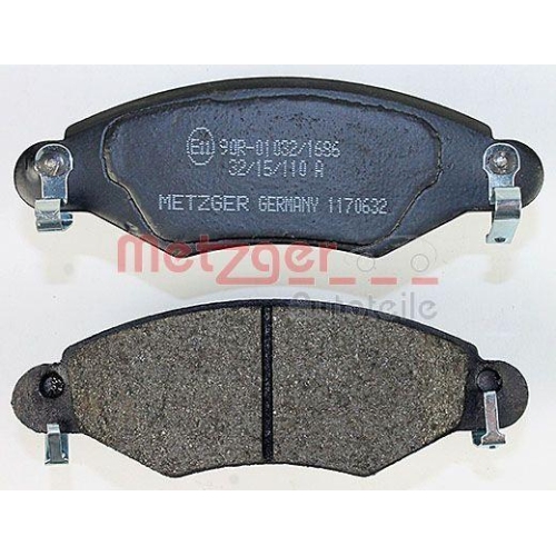Bremsbelagsatz, Scheibenbremse METZGER 1170632 f&uuml;r TOYOTA, Vorderachse