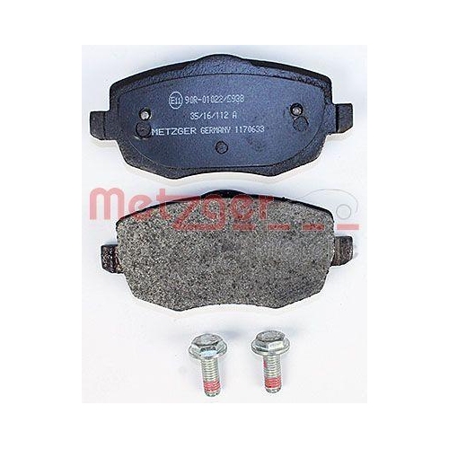 Bremsbelagsatz, Scheibenbremse METZGER 1170633 f&uuml;r LANCIA, Hinterachse