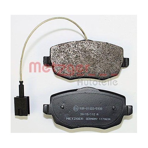 Bremsbelagsatz, Scheibenbremse METZGER 1170634 f&uuml;r FIAT, Vorderachse