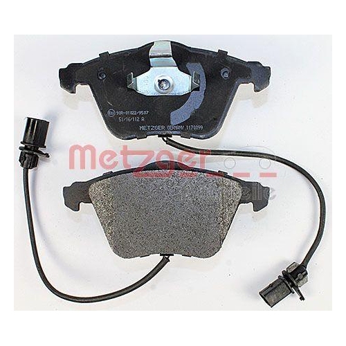 Bremsbelagsatz, Scheibenbremse METZGER 1170099 f&uuml;r VAG, Vorderachse