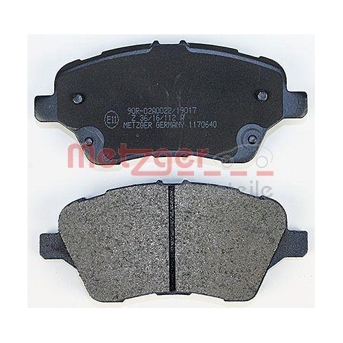 Bremsbelagsatz, Scheibenbremse METZGER 1170640 f&uuml;r FORD, Vorderachse