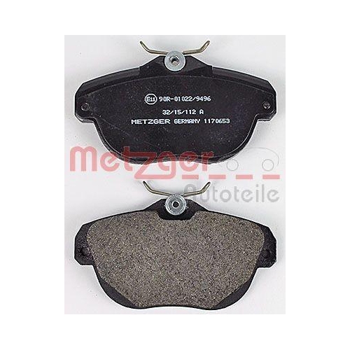 Bremsbelagsatz, Scheibenbremse METZGER 1170653 f&uuml;r CITRO&Euml;N, Hinterachse