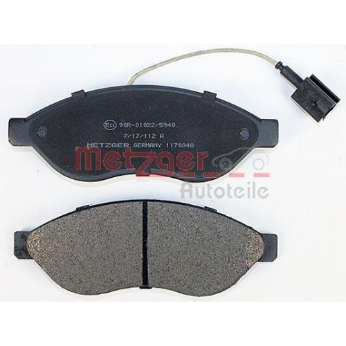 Bremsbelagsatz, Scheibenbremse METZGER 1170348 f&uuml;r CITRO&Euml;N FIAT PEUGEOT
