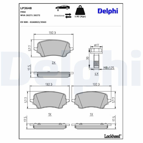 DELPHI LP3648 Bremsbelagsatz, Scheibenbremse f&uuml;r FORD, Vorderachse