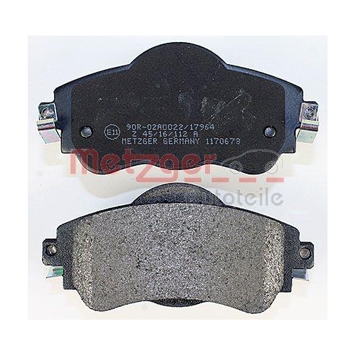 Bremsbelagsatz, Scheibenbremse METZGER 1170673 f&uuml;r CITRO&Euml;N, Vorderachse