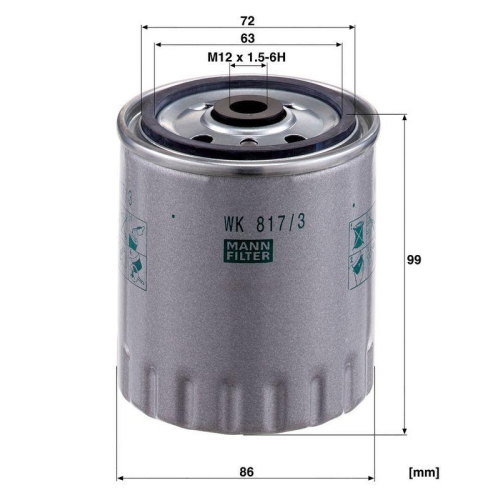 Kraftstofffilter MANN-FILTER WK 817/3 x f&uuml;r FORD MERCEDES-BENZ SSANGYONG STILL