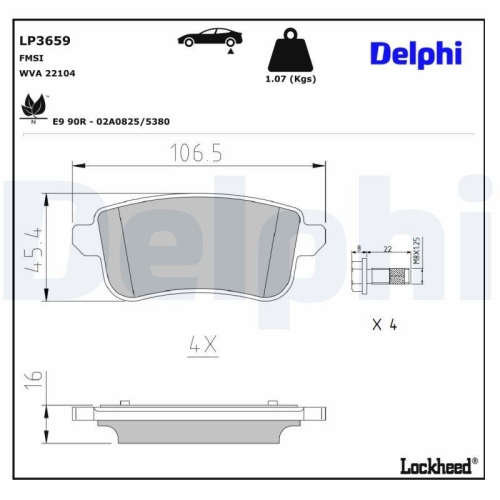 DELPHI LP3659 Bremsbelagsatz, Scheibenbremse f&uuml;r NISSAN RENAULT, Hinterachse