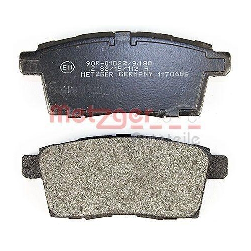 Bremsbelagsatz, Scheibenbremse METZGER 1170686 f&uuml;r FORD MAZDA, Hinterachse