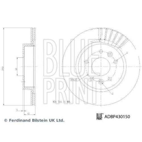 BLUE PRINT ADBP430150 2 St&uuml;ck Bremsscheiben f&uuml;r MERCEDES-BENZ NISSAN RENAULT, Hinterachse