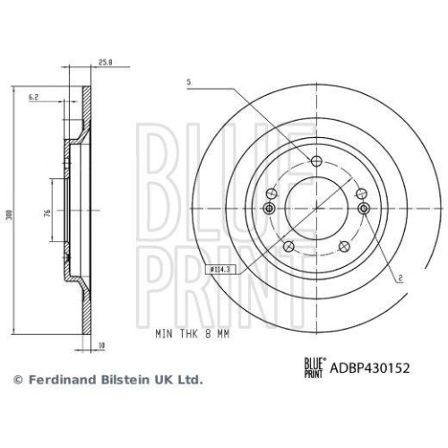 BLUE PRINT ADBP430152 2 St&uuml;ck Bremsscheiben f&uuml;r HYUNDAI KIA, Hinterachse