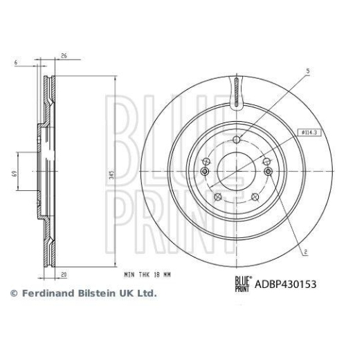 BLUE PRINT ADBP430153 2 St&uuml;ck Bremsscheiben f&uuml;r HYUNDAI KIA, Hinterachse
