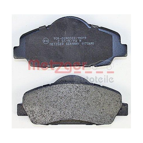 Bremsbelagsatz, Scheibenbremse METZGER 1170690 f&uuml;r CITRO&Euml;N PEUGEOT, Vorderachse