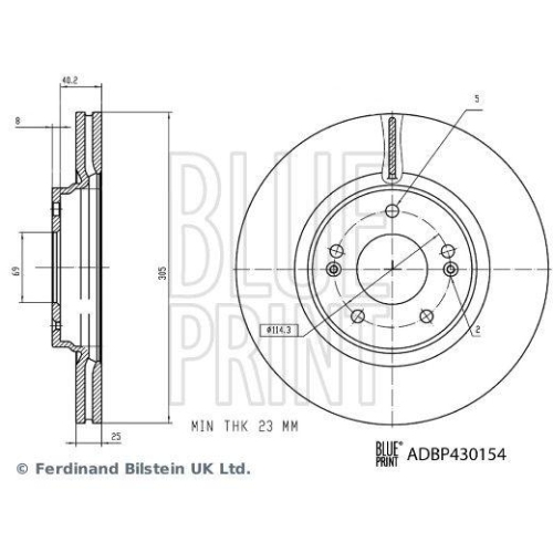 BLUE PRINT ADBP430154 2 St&uuml;ck Bremsscheiben f&uuml;r HYUNDAI KIA, Vorderachse