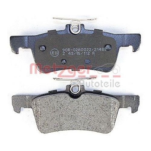 Bremsbelagsatz, Scheibenbremse METZGER 1170810 f&uuml;r PEUGEOT, Hinterachse