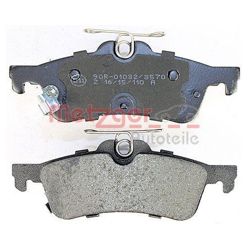 Bremsbelagsatz, Scheibenbremse METZGER 1170815 f&uuml;r HONDA, Hinterachse