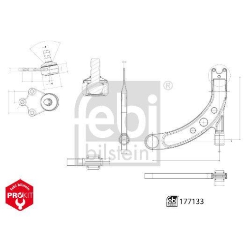 FEBI BILSTEIN Lenker, Radaufh&auml;ngung 177133 ProKit f&uuml;r AUDI SEAT SKODA VW