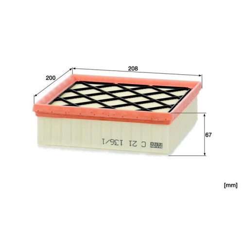 Luftfilter MANN-FILTER C 21 136/1 f&uuml;r OPEL GENERAL MOTORS