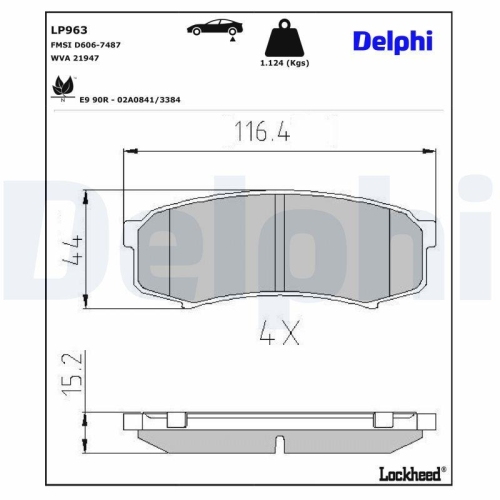DELPHI LP963 Bremsbelagsatz, Scheibenbremse f&uuml;r MITSUBISHI TOYOTA LEXUS