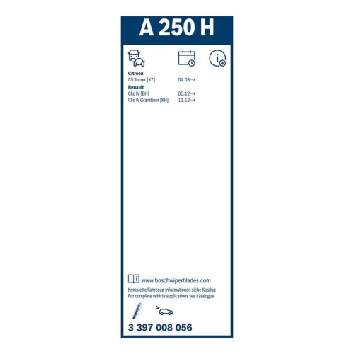Wischblatt BOSCH 3 397 008 056 Rear Aerotwin für CITROËN, hinten