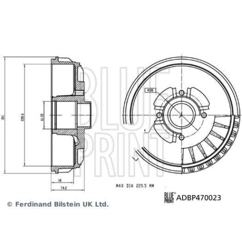 Bremstrommel BLUE PRINT ADBP470023 f&uuml;r LADA MERCEDES-BENZ NISSAN RENAULT DACIA