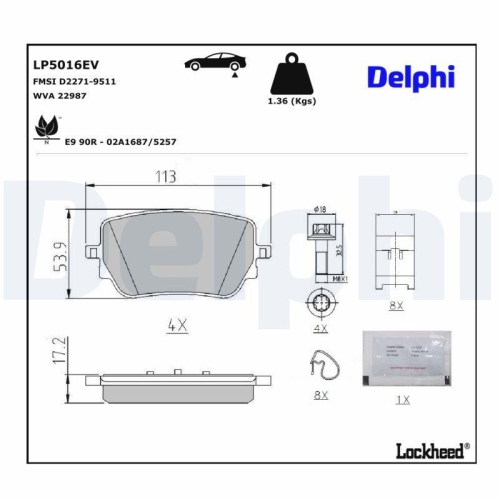 DELPHI LP5016EV Bremsbelagsatz, Scheibenbremse f&uuml;r MERCEDES-BENZ, Hinterachse