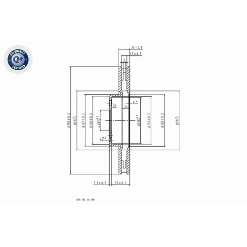 VAICO V20-40043 2 St&uuml;ck Bremsscheiben Green Mobility Parts f&uuml;r BMW PEUGEOT