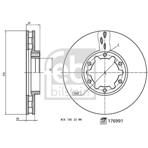 Bremsscheibe FEBI BILSTEIN 176991 f&uuml;r NISSAN, Vorderachse