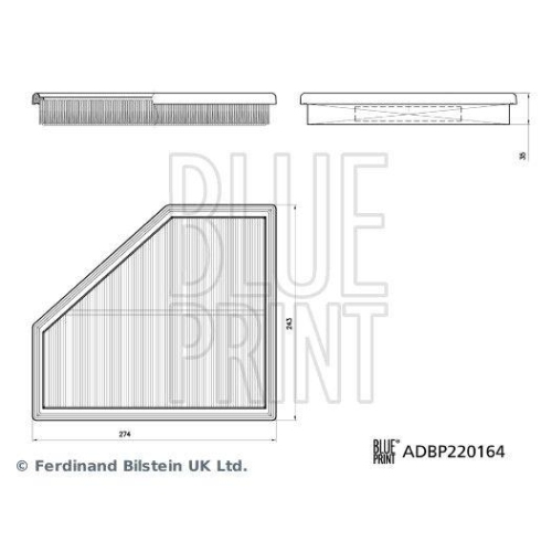 Luftfilter BLUE PRINT ADBP220164 f&uuml;r BMW, rechts
