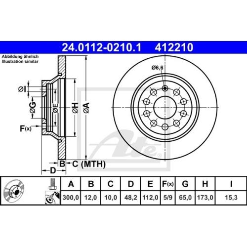 Bremsscheibe ATE 24.0130-0220.1 für SEAT SKODA VAG, Vorderachse