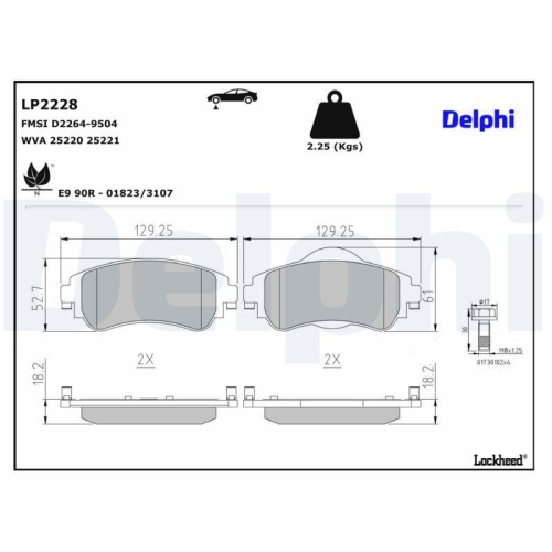 DELPHI LP2228 Bremsbelagsatz, Scheibenbremse f&uuml;r CITRO&Euml;N, Vorderachse