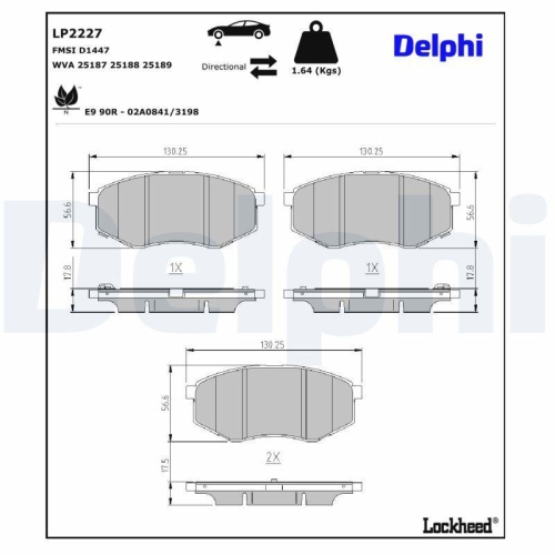 DELPHI LP2227 Bremsbelagsatz, Scheibenbremse f&uuml;r HYUNDAI KIA HYUNDAI (BEIJING)