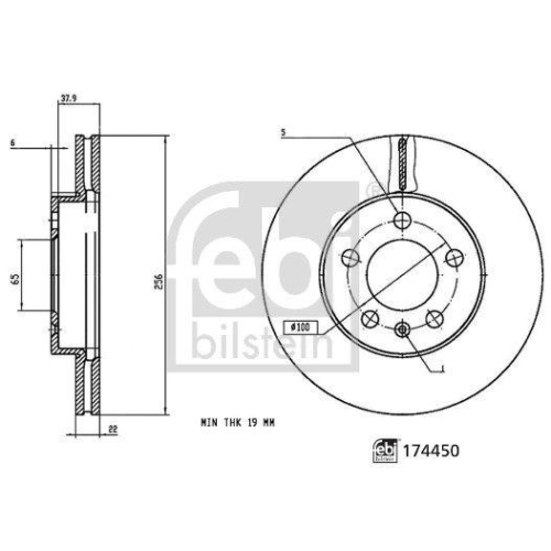 Bremsscheibe FEBI BILSTEIN 174450 f&uuml;r AUDI SEAT SKODA VW, Vorderachse