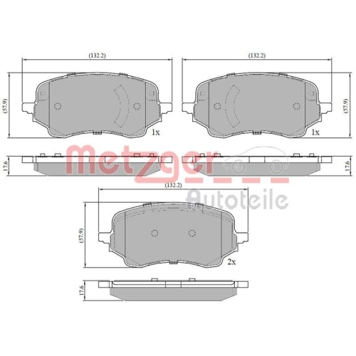 Bremsbelagsatz, Scheibenbremse METZGER 1170927 GREENPARTS f&uuml;r FORD, Vorderachse