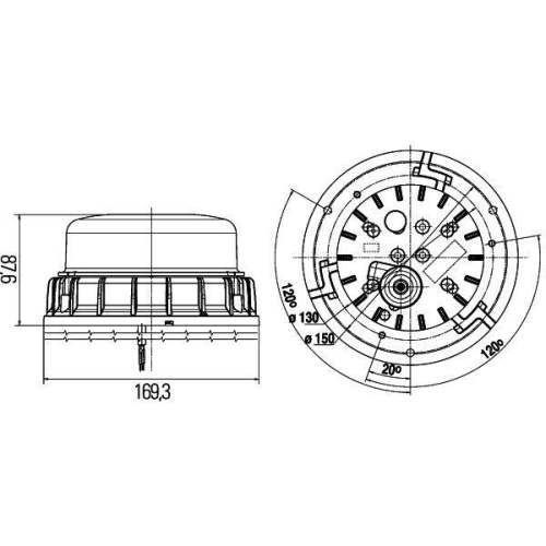 HELLA Blitz-Kennleuchte 2XD 011 557-001 K-LED 2.0 f&uuml;r TEREX