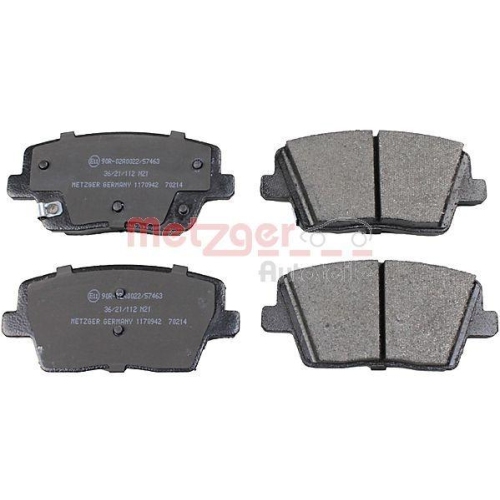 Bremsbelagsatz, Scheibenbremse METZGER 1170942 f&uuml;r HYUNDAI, Hinterachse