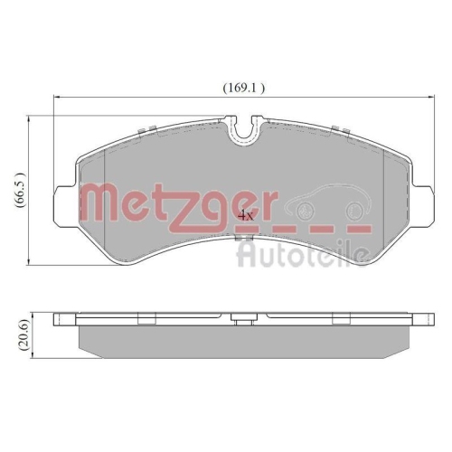 Bremsbelagsatz, Scheibenbremse METZGER 1170948 f&uuml;r MERCEDES-BENZ, Hinterachse