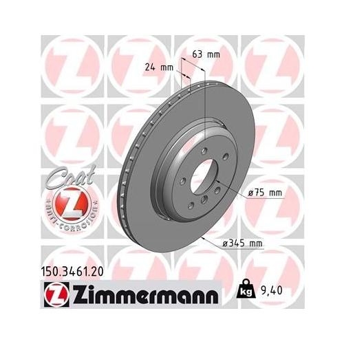Bremsscheibe ZIMMERMANN 150.3481.20 COAT Z f&uuml;r BMW, Vorderachse