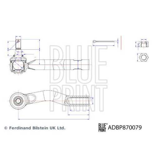 Spurstangenkopf BLUE PRINT ADBP870079 für TOYOTA LEXUS, Vorderachse rechts