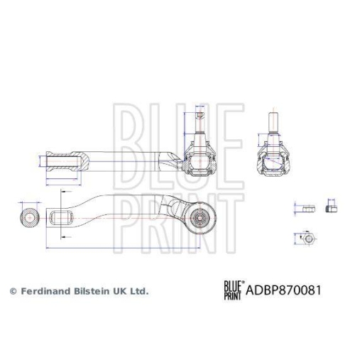 Spurstangenkopf BLUE PRINT ADBP870081 für NISSAN, Vorderachse links