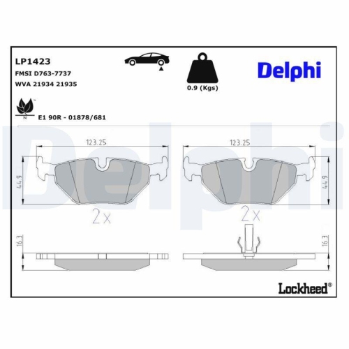 DELPHI LP1423 Bremsbelagsatz, Scheibenbremse f&uuml;r BMW MG ROVER SAAB ROEWE (SAIC)