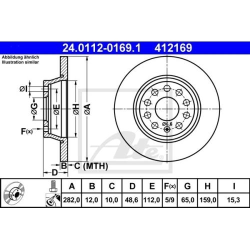 Bremsscheibe ATE 24.0130-0220.1 für SEAT SKODA VAG, Vorderachse