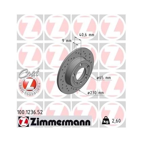Bremsscheibe ZIMMERMANN 100.1235.52 SPORT Z f&uuml;r VAG VW (FAW) VW (SVW)