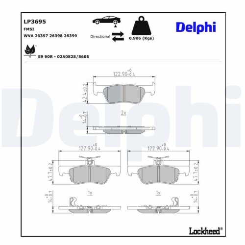 DELPHI LP3695 Bremsbelagsatz, Scheibenbremse f&uuml;r HONDA