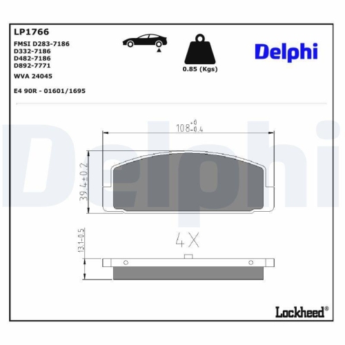 DELPHI LP1766 Bremsbelagsatz, Scheibenbremse f&uuml;r MAZDA FAW, Hinterachse