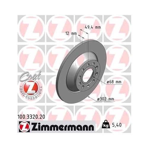 Bremsscheibe ZIMMERMANN 100.3317.20 COAT Z für AUDI AUDI (FAW), Vorderachse