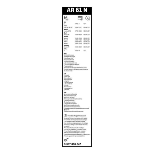 Wischblatt BOSCH 3 397 008 847 Aerotwin Retro für, beifahrerseitig, fahrerseitig