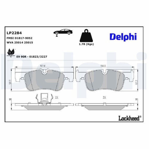 DELPHI LP2284 Bremsbelagsatz, Scheibenbremse f&uuml;r BMW, Vorderachse