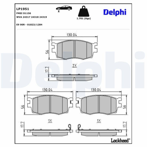 DELPHI LP1951 Bremsbelagsatz, Scheibenbremse f&uuml;r HYUNDAI KIA HYUNDAI (BEIJING)